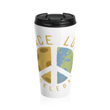 Load image into Gallery viewer, Stainless Steel Travel Mug - Peace, Love, Pickeball on White

