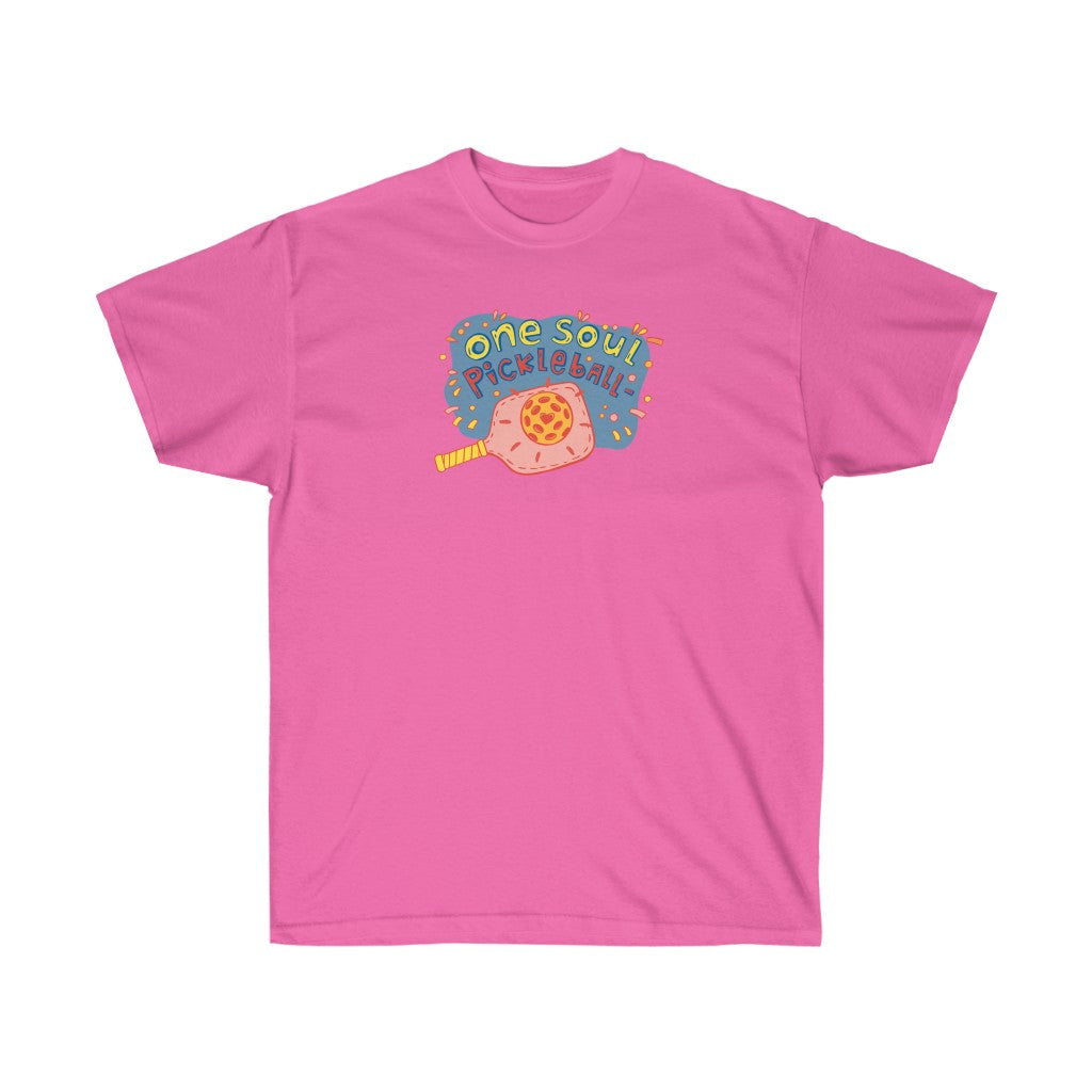 One Soul Pickle Ball - Pink Paddle - Unisex Ultra Cotton Tee