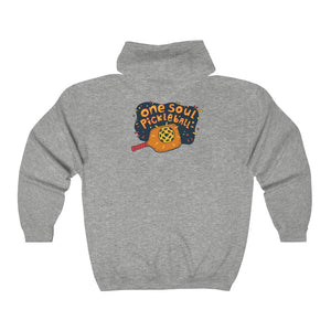 One Soul Pickle Ball  Orange Paddle - Unisex Heavy Blend™ Full Zip Hooded Sweatshirt