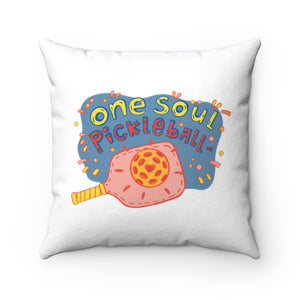 One Soul Pickleball Pink Paddle - Spun Polyester Square Pillow