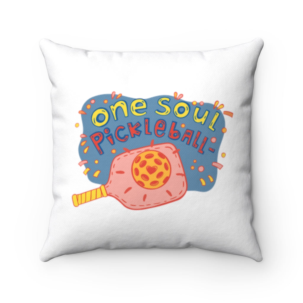 One Soul Pickleball Pink Paddle - Spun Polyester Square Pillow