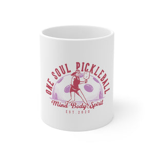 Mind, Body, Spirit Lady - White Mug 11oz - One Soul Pickleball