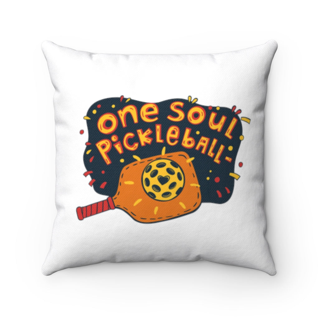 One Soul Pickleball Orange Paddle - Spun Polyester Square Pillow