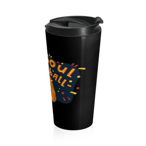 Stainless Steel Travel Mug - One Soul Orange Paddle on Black