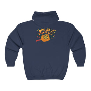 One Soul Pickle Ball  Orange Paddle - Unisex Heavy Blend™ Full Zip Hooded Sweatshirt