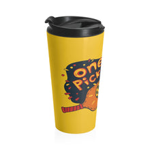 Load image into Gallery viewer, Stainless Steel Travel Mug - One Soul Orange Paddle on Yellow
