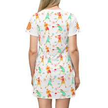 Load image into Gallery viewer, Women&#39;s All Over Pickleball Fun Print T-Shirt Dress
