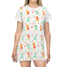 Load image into Gallery viewer, Women&#39;s All Over Pickleball Fun Print T-Shirt Dress
