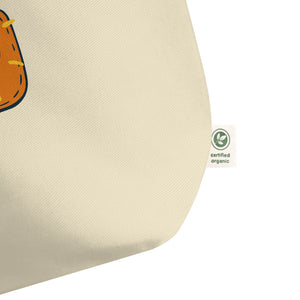 Large Organic Tote Bag - Love Orange Pickleball Paddle