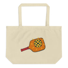 Load image into Gallery viewer, Large Organic Tote Bag - Love Orange Pickleball Paddle
