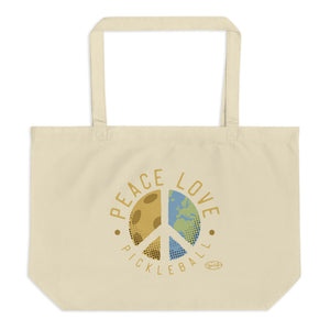 Large Organic Tote Bag - Peace Love Pickleball