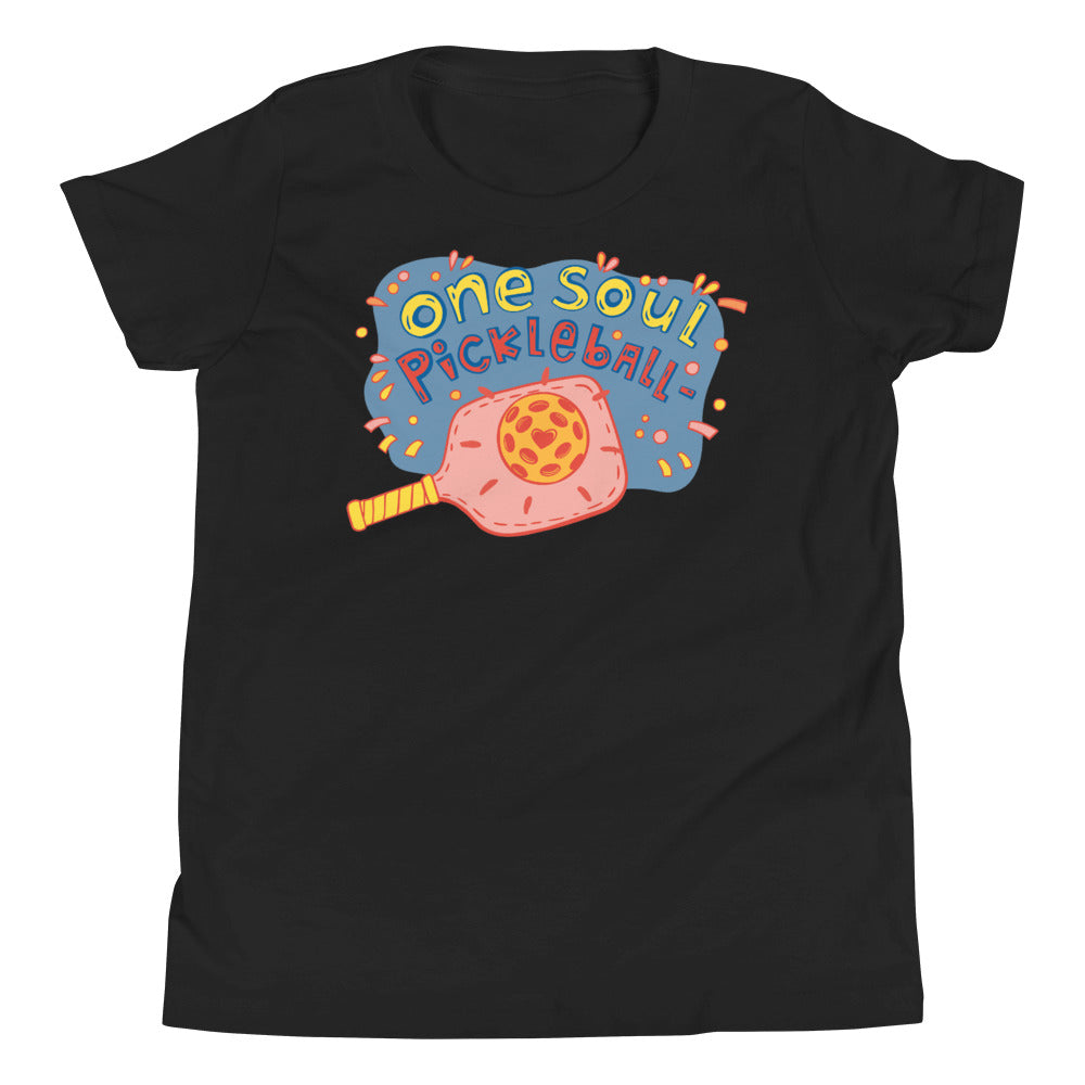 Love Pink Paddle - One Soul Pickle Ball - Youth Short Sleeve T-Shirt